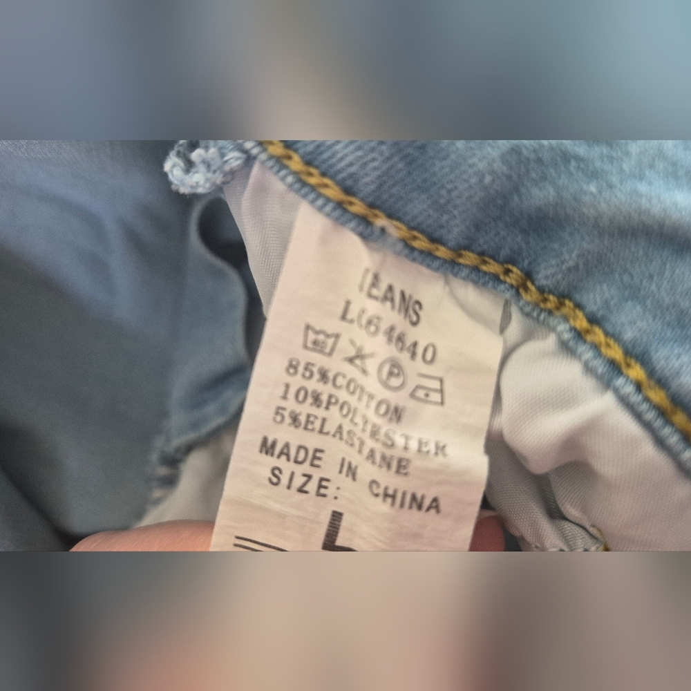 Light Blue Denim Overalls Shorts Size M/ L Destressed Y2k - Picture 3 of 11